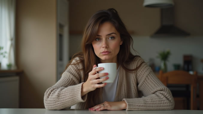 Frau mit Tasse in der Hand