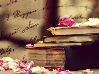 Bücherstapel mit Rosenblättern – Symbolbild zum Beitrag über Gnostiker