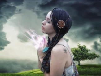frau wolken magie woman
