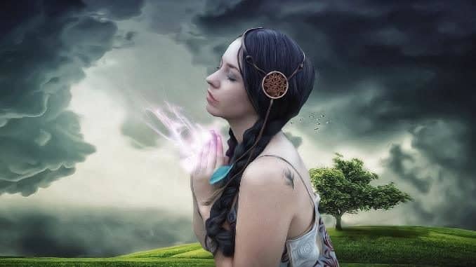 frau wolken magie woman