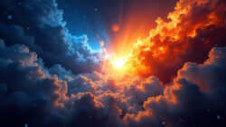Beende was du begonnen hast: symbolischer heller Übergang zwischen blauen und roten Wolken Beende was du begonnen hast: symbolischer heller Übergang zwischen blauen und roten Wolken