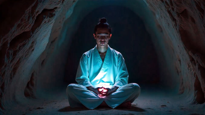 In der Dunkelheit das Licht sehen sieht ein Yogi das Licht