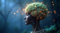Intelligenz der Natur - skizzierter Mensch mit Natur