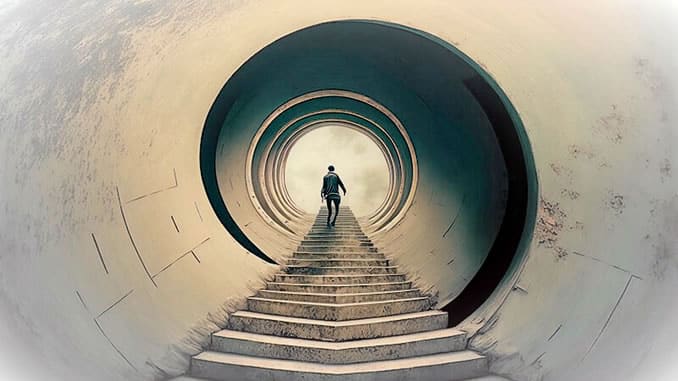 tunnel treppe mensch canstock