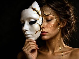 Spiritueller Narzissmus dargestellt mit einer Frau mit Maske