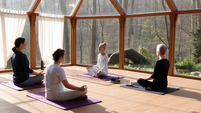 Frauen in einem Schweige Retreat