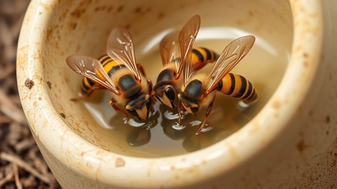 Botschaften der Hornissen beim Trinken