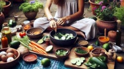 Ernährung mit Ayurveda frau bereitet Gemüse zu