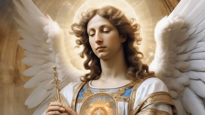 Erzengel Metatron Engel der Weisheit in ruhiger Umgebung KI unterstützt generiert