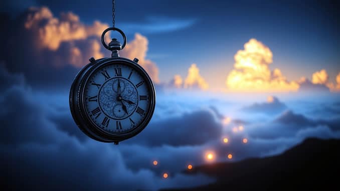 eine Uhr tickt jenseits von Raum und Zeit