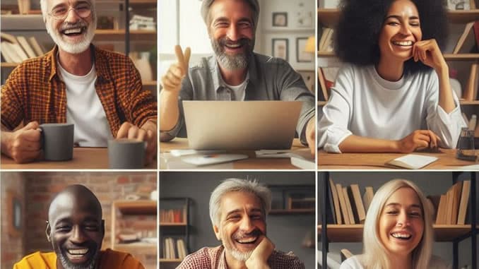 Spirituelle Gemeinschaften kommunizieren via Internet KI unterstützt generiert