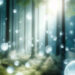 Fantasiedarstellung von Orbs als Lichtkugeln in einem Wald – KI-Illustration