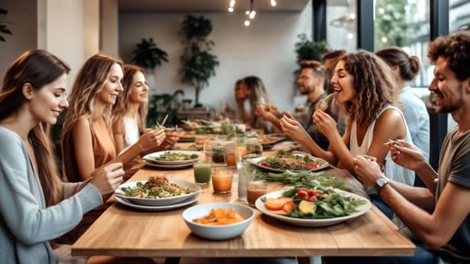 Konzentrationsfähigkeit menschen essen bewusst am tisch
