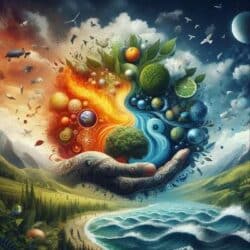 Reise durch die fünf Sinne der Ayurveda Lehre Hand auf der die 5 elemente spielen