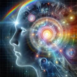 Multidimensionales Wesen Mensch Kopf siebter sinn regenbogen