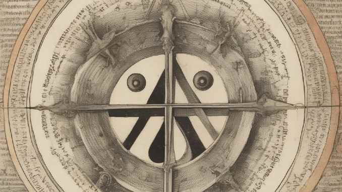 Symbolische Illustration mit Augen und Kreis zur Deutung der Zahl 666