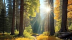 Waldweg im Sonnenlicht