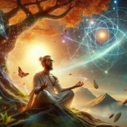 Metaphysisches Refugium Meditierender Mann in der Natur