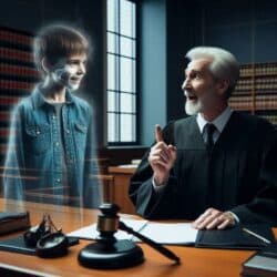 Richter spricht mit dem Geist eines verstorbenen Jungen