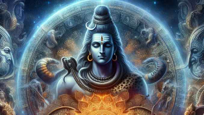 Yogi der vor der Gottheit Shiva meditiert