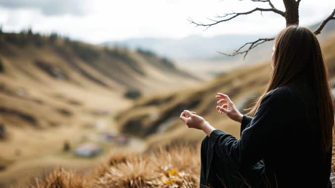 Agnostiker und Spiritualität: Frau in stiller Landschaft