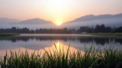 im See spiegeln sich die Berge von Hintergrund