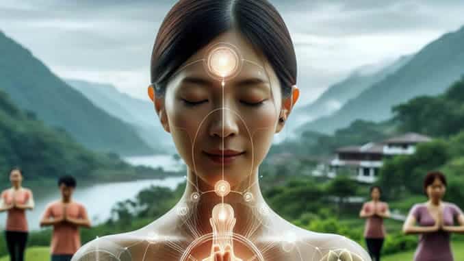 frau in meditation seite ganzheitliches Körperbewusstsein