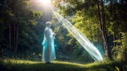 Verständnis unserer geistigen Natur Lichtstrahl im Wald
