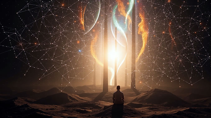 Mensch in Verbindung mit dem Universum
