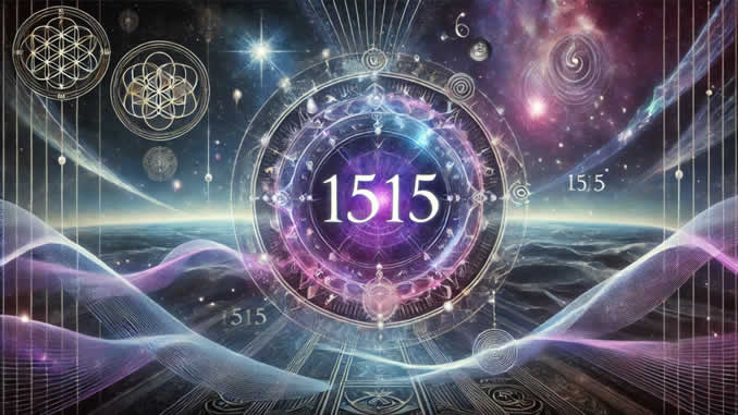 Zahl 1515 in leuchtenden kosmischen Kreisen – KI-Illustration zur Numerologie
