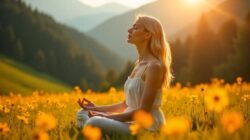 Stille und Frieden im Herzen Frau auf Wiese