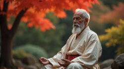 Spirituelle Meisterschaft meditierender älterer Mann