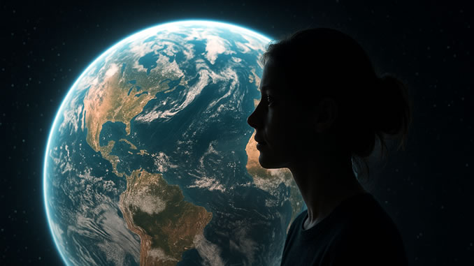 Planetarisches Bewusstsein und Denken einer Frau