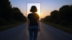 Frau auf einer Straße in der Abenddämmerung – Symbolbild zum Umgang mit Kontrollsucht