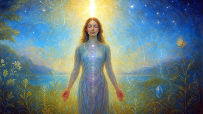 Seitenbild spirituelle Gesundheit Frau verbunden in der Natur
