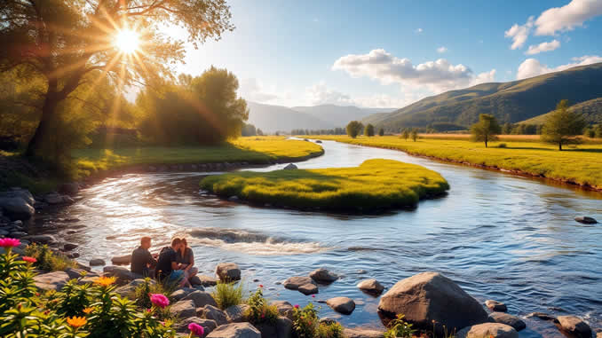Weisheit des Julis wird von dieser Gruppe am Fluss genossen