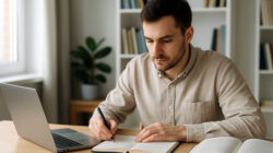 Bachelorarbeit schreiben Mann arbeitet am PC