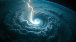 Sturm mit Auge und Blitz