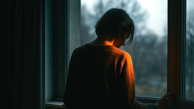 Müdigkeit der Seele am Beispiel eines Menschen der am Fenster steht