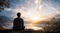 Spirituelle Krise verstehen Sonnenaufgang in einer surrealen Landschaft