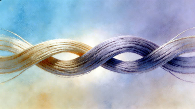 Verbindung zweier Bänder als Symbol der Liebe