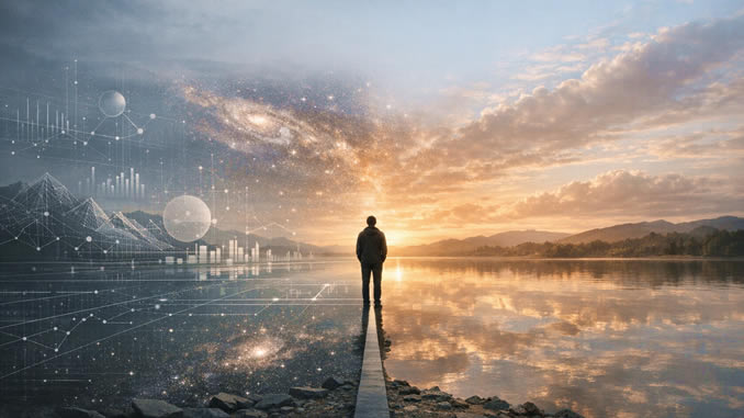 geometrische, wissenschaftliche Landschaft und natürliche Welt