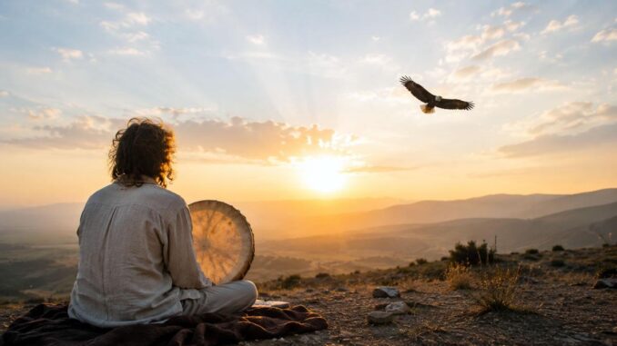 Meditation im goldenen Morgenlicht