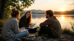 Grundlagen Spiritualität Sinn statt Status diskutieren junge Menschen am See