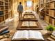 Historische Bibliothek im goldenen Morgenlicht