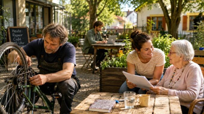 Gemeinschaft im Repair-Café-Garten