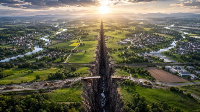 Geteilte Landschaft im Morgenlicht