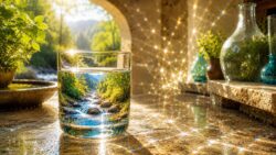 Bewusstseinsentwicklung Glitzernde Landschaft im Wasserglas