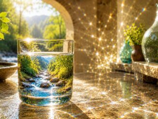 Glitzernde Landschaft im Wasserglas