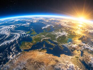 Sonnenaufgang über Europa aus dem All